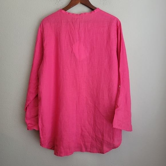 FLAX Linen Round Neck Button-down Blouse size M NWT - Picture 2 of 5